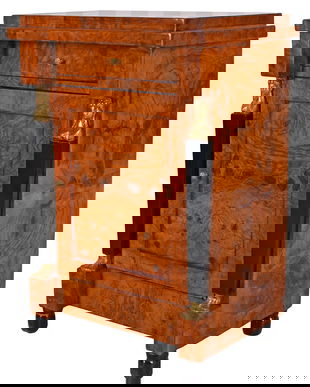 Noptiera Art Deco din lemn masiv furniruit cu coloane