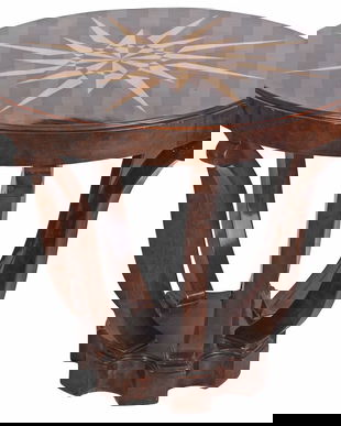 Masuta Art Deco din lemn masiv furniruit cu model