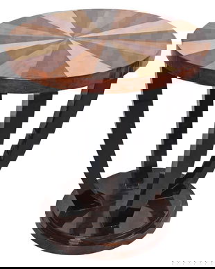 Masuta Art Deco din lemn masiv furniruit cu model