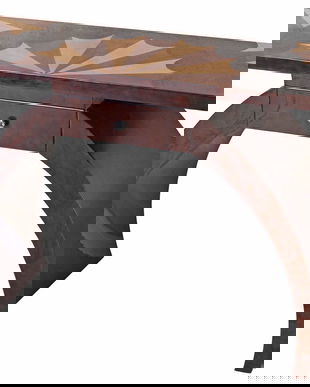 Consola Art Deco din lemn masiv furniruit cu model