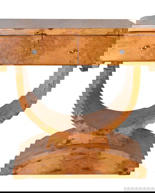 Consola Art Deco din lemn masiv furniruit cu artar