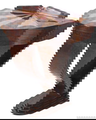 Consola Art Deco din lemn masiv furniruit cu model