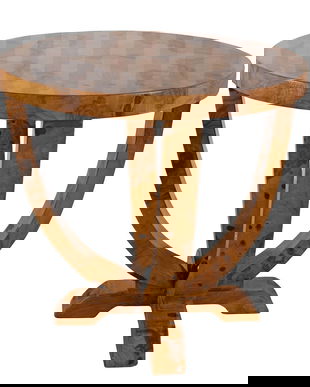 Masuta Art Deco din lemn masiv furniruit cu model