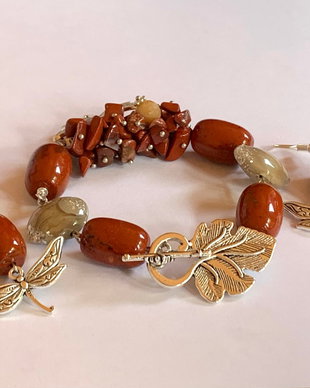 BRATARA SI CERCEI~MAGIC FLIGHT~jasp rosu,murano,accesorii argintate