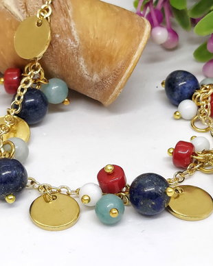 Bratara charm /lapis lazuli,amazonit,coral
