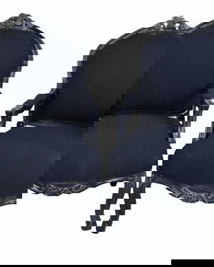 Set doua semifotolii din lemn masiv negru cu tapiterie neagra