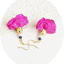 cercei garofite de matase fucsia