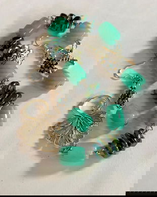 BRATARA ȘI CERCEI~DEEP IN THE FOREST~Jad,hematit electroplacat,accesorii argintate
