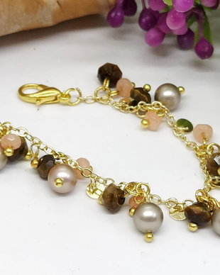 Bratara charm -perle swarovski,jad