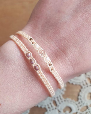 Set 2 bratari Macrame asortate, Bratari piersica reglabile
