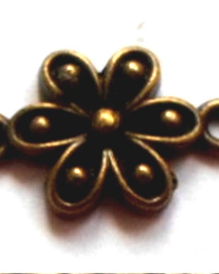 Link metalic floare cu buline pe petale bronz