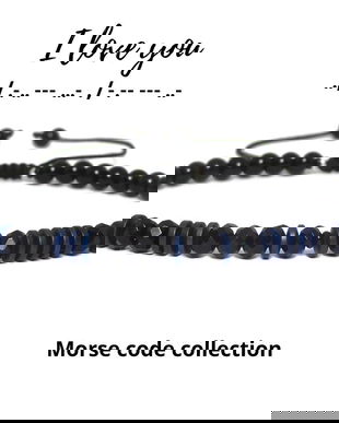 Bratara barbati/unisex - cod morse - onix & hematit / Bratari personalizate