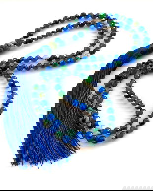 Colier Mala*108+1*RubyZoisit+Jad+LapisLazuli+Malachit+Aventurin*Colier pentru meditatie si rugaciune*Mantre