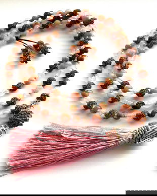 Colier Mala*108+1*Rudraksha+CuartRoz+Jasper*Colier pentru meditatie si rugaciune*Mantre