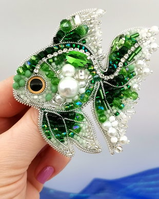 Broșă - Green Fish