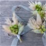 Cocarde nuntă/Brățări domnișoare onoare-flori naturale uscate, Verde deschis