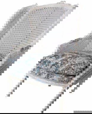 Fotoliu baroc din impletitura alba cu tapiterie colorata