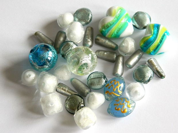 Mix margele Murano cal. a ll-a, Seafoam Aphrodite 100 g (cod 6124)