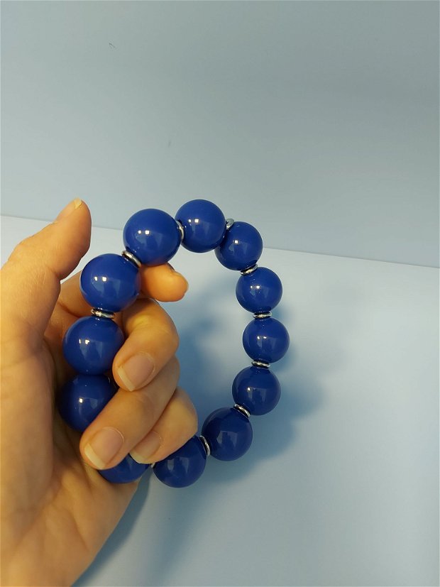 Universal bark Effectively Matanie de mana bile mari 19.4 mm din plastic colorat albastru si discuri  din inox | Breslo