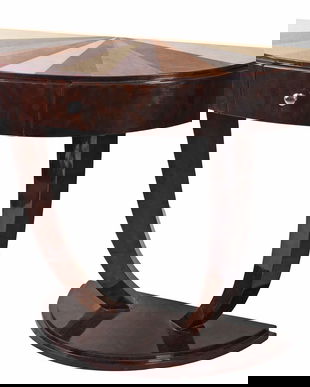 Consola Art Deco din lemn masiv furniruit cu model