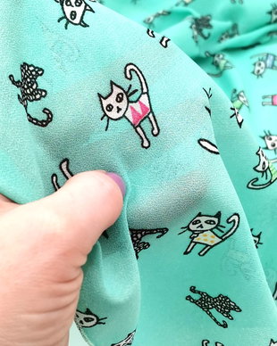 Eșarfa cu PISICI pe VERDE TURQUOISE