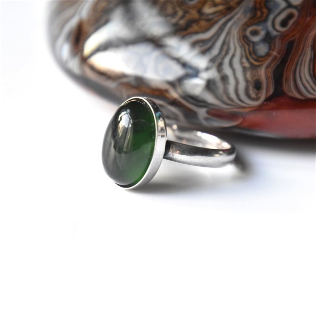 Inel din Argint 925 cu jad verde