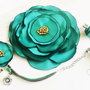 set floral de matase verde menta