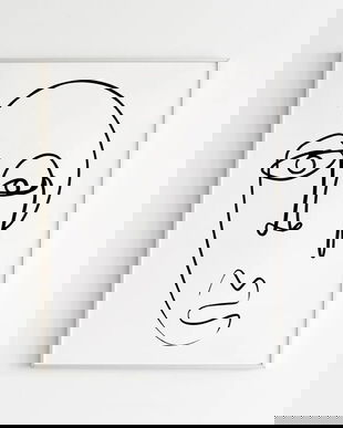 Tablou one line abstract, Tablou desenat in tus, Desen abstract, Tablou modern, Tablou minimalist, Tablou one line, Tablou abstract, Tablou portret (PICASSO)