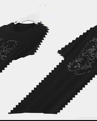 Tricou unisex brodat manual, Tricou unisex, Tricou pictat, Bluza unisex brodata manual (ONE LINE FACES)