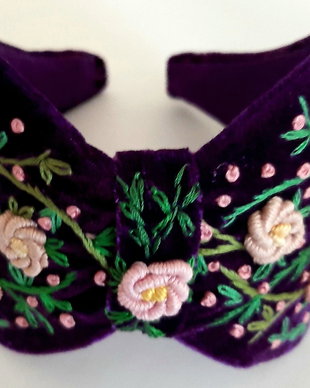 Diadema mov, gen turban  brodată