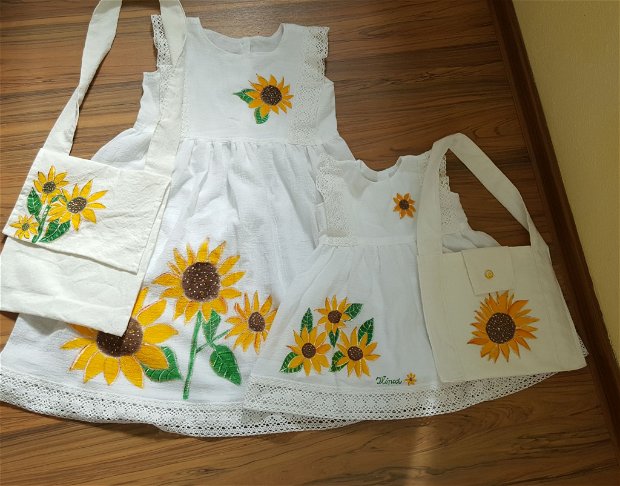 Set rochite floarea soarelui, pictate manual
