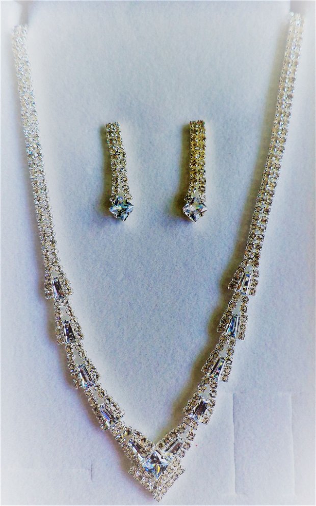 Set bijuterii cu cristale zirconia/set bijuterii mireasa