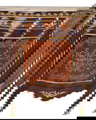 Comoda art deco din lemn masiv furniruit cu blat din marmura