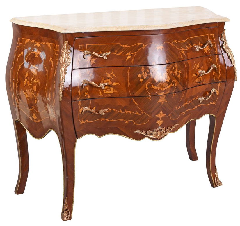 Comoda Art Deco din lemn masiv furniruit cu blat din marmura