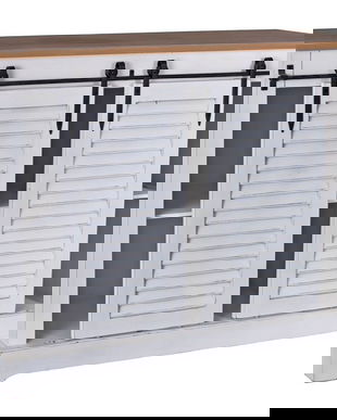 Comoda din lemn masiv alb cu spatiu de depozitare