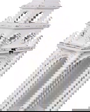 Lampadar din lemn masiv alb antichizat