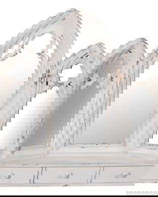 Oglinda gotica din lemn masiv cu trei sertare