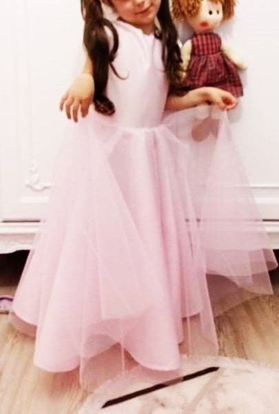 Rochie fete MCF, Eleganta, roz, tafta si tull, 1-6 ani