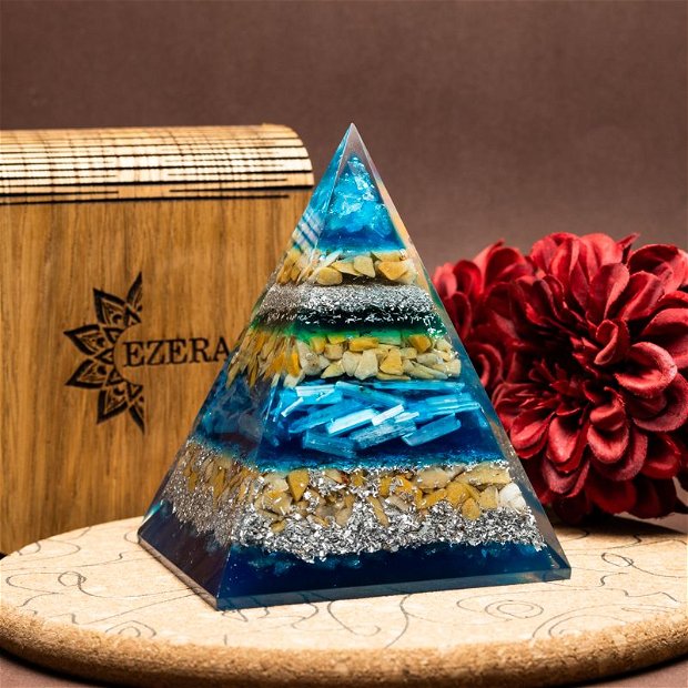 Piramida Orgonica Cristale Jaya Cu Jasp, Cuart Si Selenit-Creste-Ti Fluxul De Energie Pozitiva!