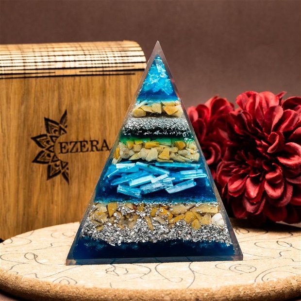 Piramida Orgonica Cristale Jaya Cu Jasp, Cuart Si Selenit-Creste-Ti Fluxul De Energie Pozitiva!