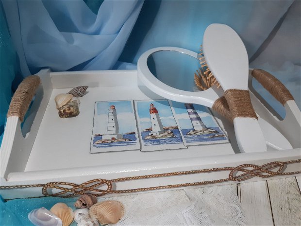 Set pentru gatit mireasa(tava si accesorii) - tema marina