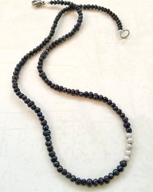 Colier CHOKER perle de cultura negre cu reflexii
