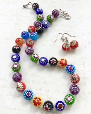 Colier margele Millefiori