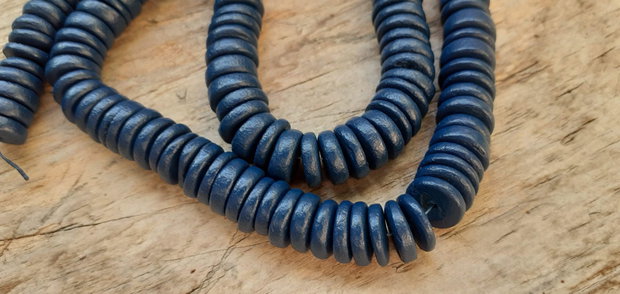Rondele cocos vopsit, albastru marin, 10x3 mm (10 buc)