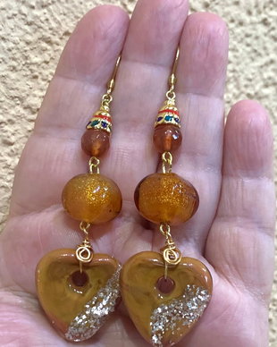 CERCEI LUNGI~WILD HEART~murano,agate,inox