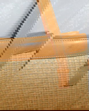 Geanta vintage Italia ,  pentru sezonul estival ,  piele naturala  cu  imitatie pai , superba