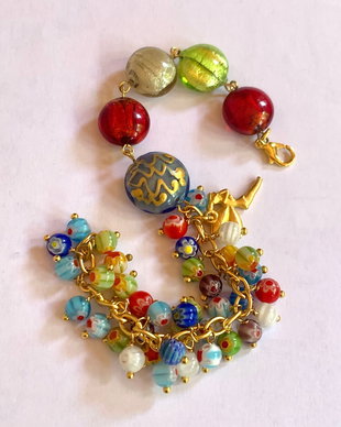 BRATARA ~HAPPY FAIRY~ murano,Millefiori,zamac aurit