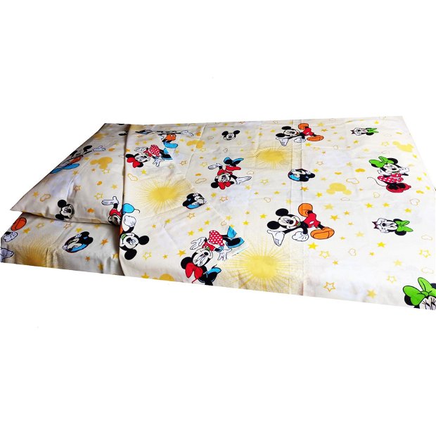Lenjerie pat, 4 piese MCF, Mickey si Minnie mouse, 180x200 cm