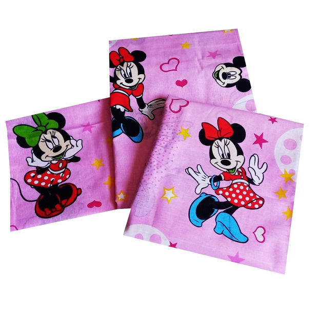 Lenjerie pat, 3 piese MCF, Mickey si Minnie mouse, roz,90x200 cm