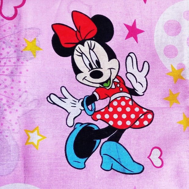 Lenjerie pat, 3 piese MCF, Mickey si Minnie mouse, roz,90x200 cm